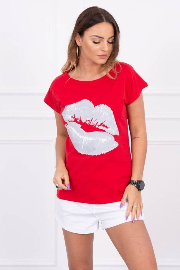 Kesi Blouse with red lip print