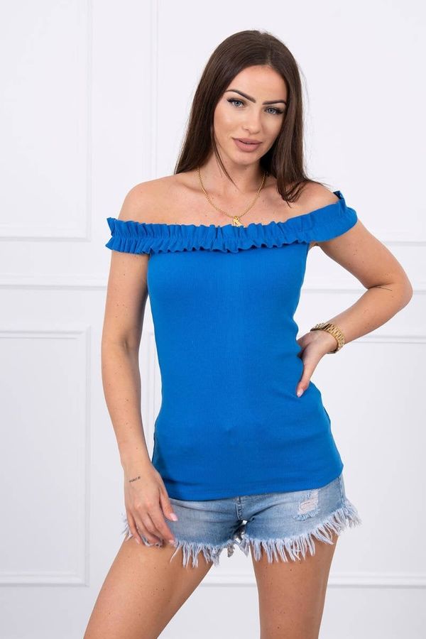 Kesi Blouse with ruffles in blue-violet color