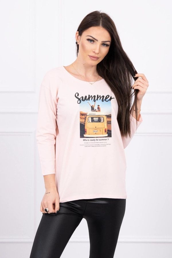 Kesi Blouse with Summer Car print powder pink