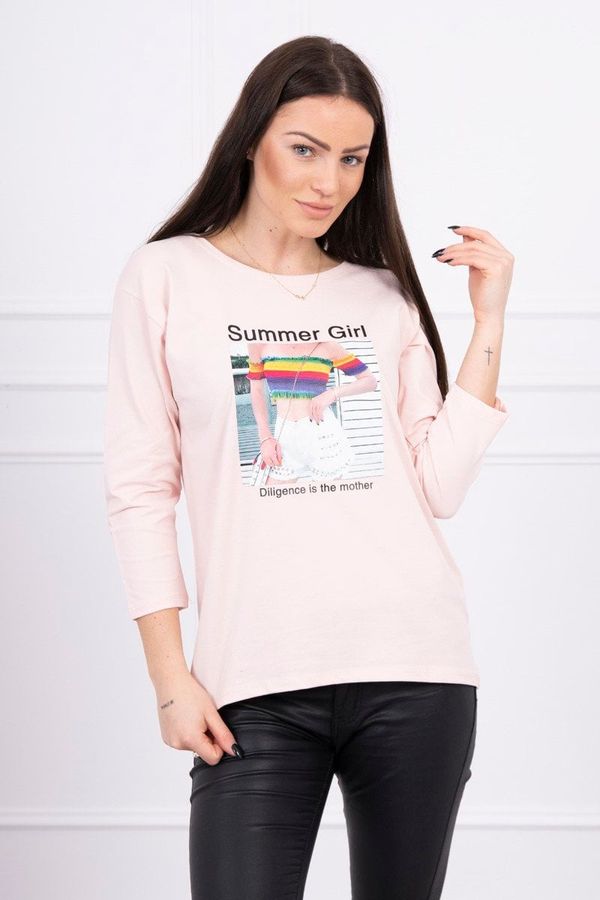 Kesi Blouse with Summer Girl print powder pink