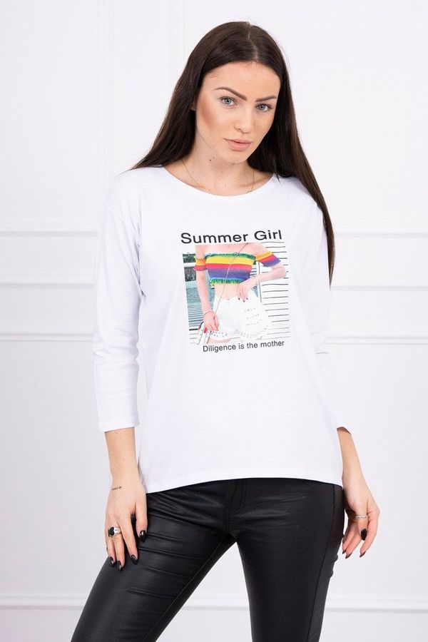 Kesi Blouse with Summer Girl print white