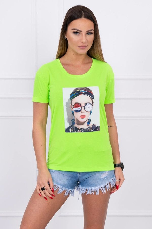 Kesi Blouse with women's graphics green neon
