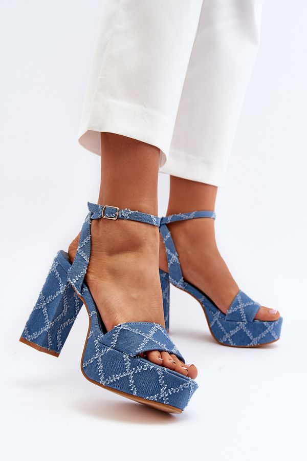 Kesi Blue Acrana High Heeled Denim Sandals