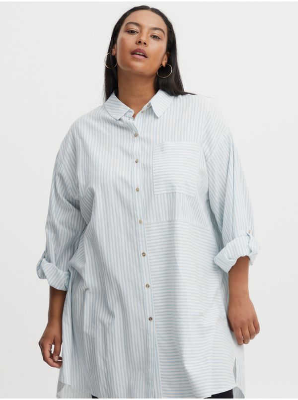 Fransa Blue and white women's long striped shirt Fransa - Women