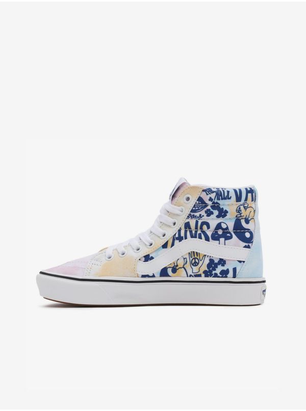 Vans Blue and White Womens Patterned Ankle Sneakers VANS UA Comfy Cush S - Ladies