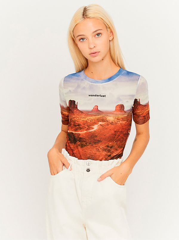 TALLY WEiJL Blue-Brown Translucent Crop Top TALLY WEiJL - Women