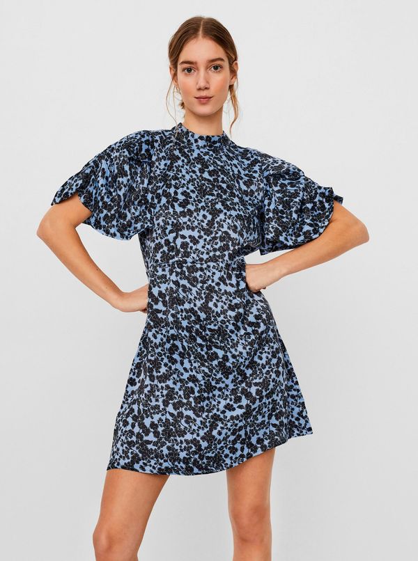 Vero Moda Blue floral dress with stand-up collar VERO MODA-Lydia - Women's