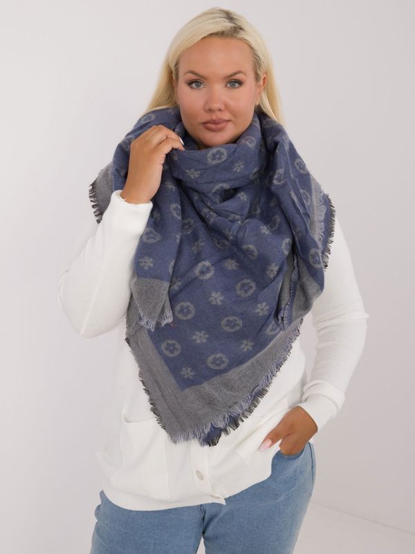 Fashionhunters Blue-gray warm women's scarf with wool