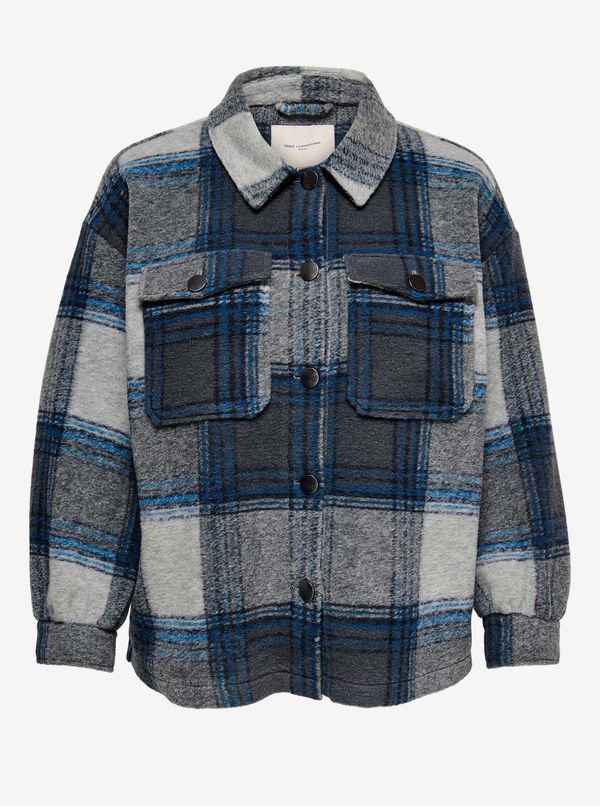 Only Blue-grey checkered shirt jacket ONLY CARMAKOMA Andrea - Ladies