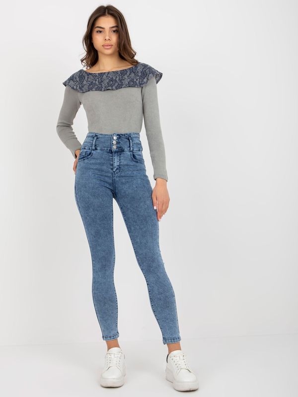 Fashionhunters Blue high-waisted jeans
