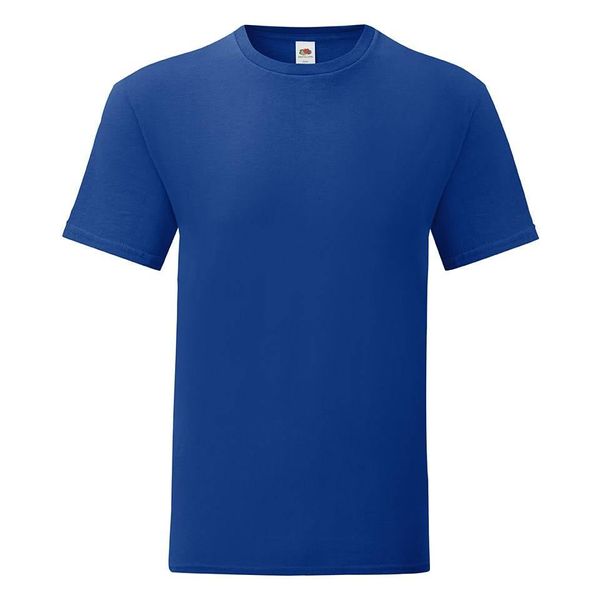 Fruit of the Loom Blue Iconic Combed Cotton T-shirt with Fruit of the Loom Sleeve