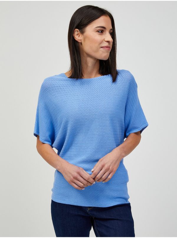Orsay Blue light patterned sweater with short sleeves ORSAY