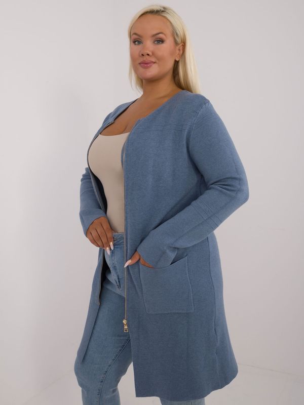 Fashionhunters Blue long sweater in larger size