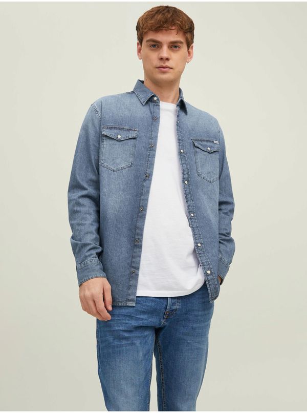 Jack & Jones Blue Mens Denim Slim fit Shirt Jack & Jones Heridan - Men