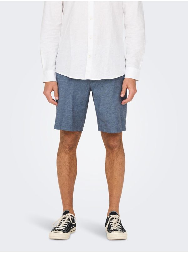 Only Blue men's shorts with linen blend ONLY & SONS Mark - Men's