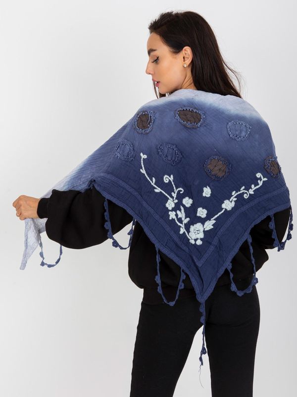 Fashionhunters Blue muslin scarf with decorative trim