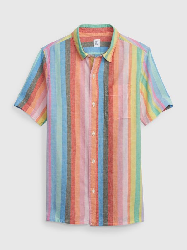 GAP Blue-orange boys' striped shirt with short sleeves GAP