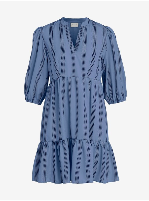 Vila Blue patterned dress with balloon sleeves VILA Etna - Women