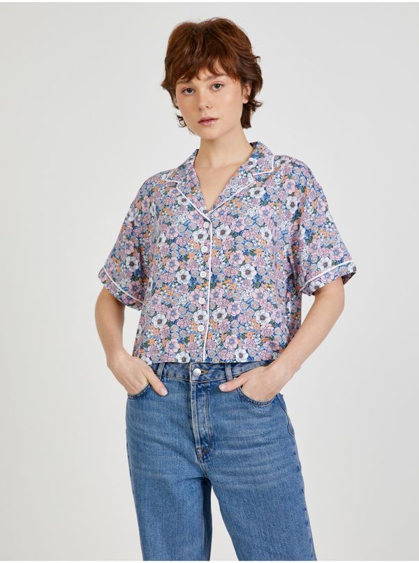 Vans Blue-pink women's patterned shirt VANS Retro Floral - Women