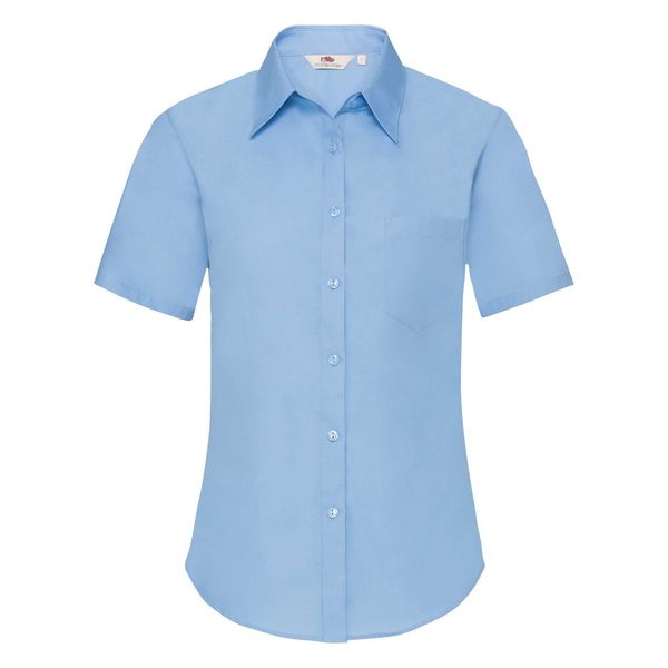 Fruit of the Loom Blue Poplin Shirt With Short Sleeves Fruit Of The Loom