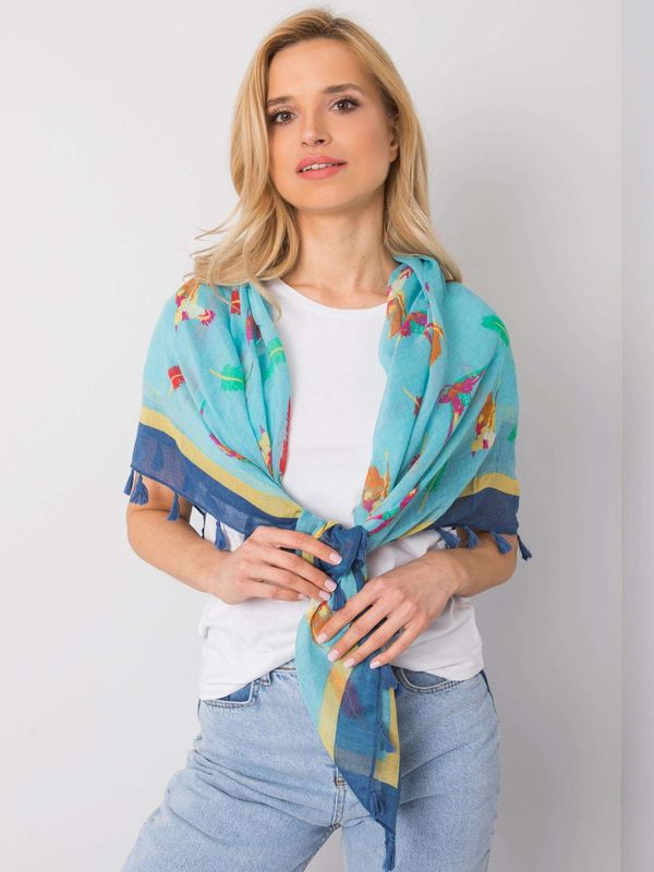 Fashionhunters Blue scarf with colorful print