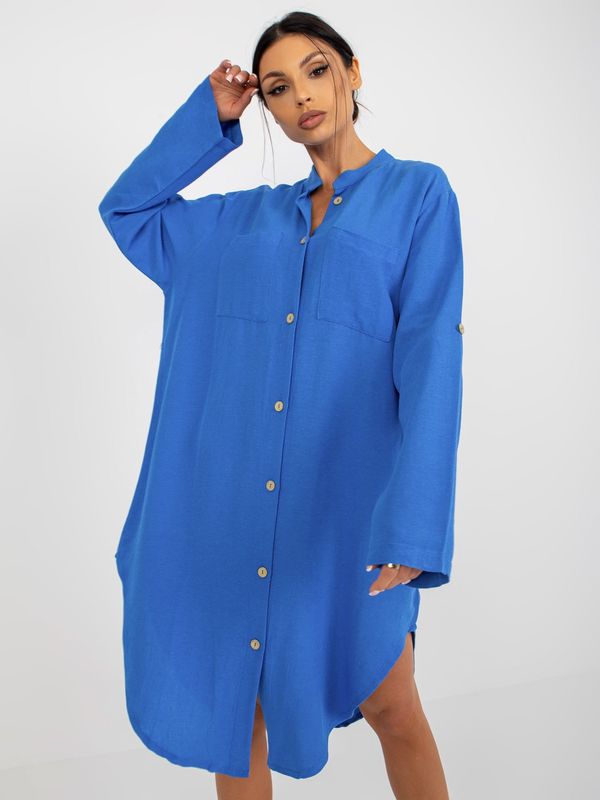 Fashionhunters Blue shirt dress OCH BELLA with pockets