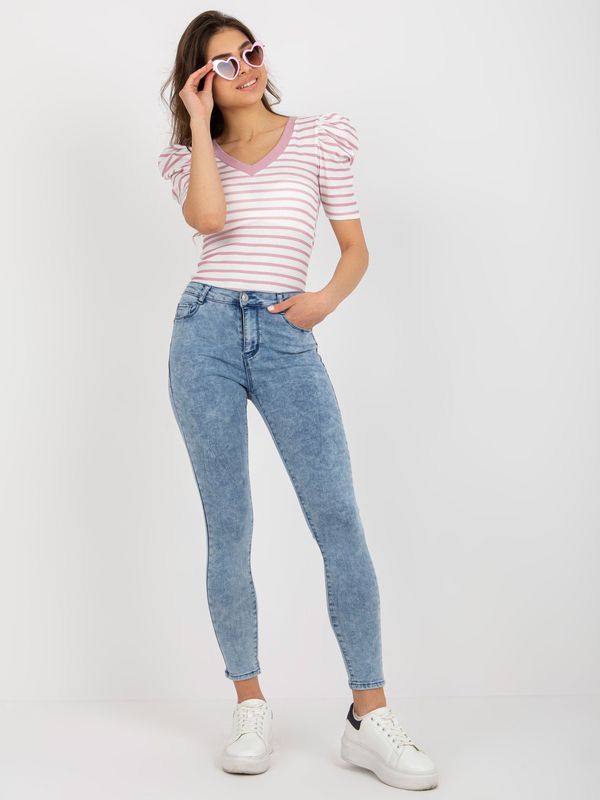 Fashionhunters Blue skinny jeans with pockets