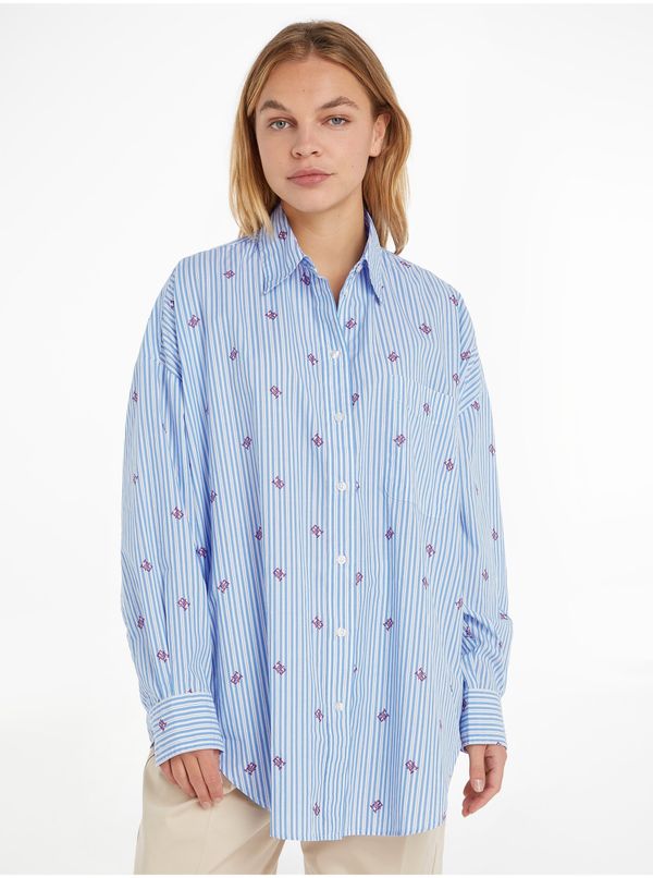 Tommy Hilfiger Blue Striped Oversize Shirt Tommy Hilfiger - Women