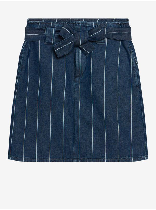 Orsay Blue Striped Short Denim Skirt with ORSAY Tie - Women