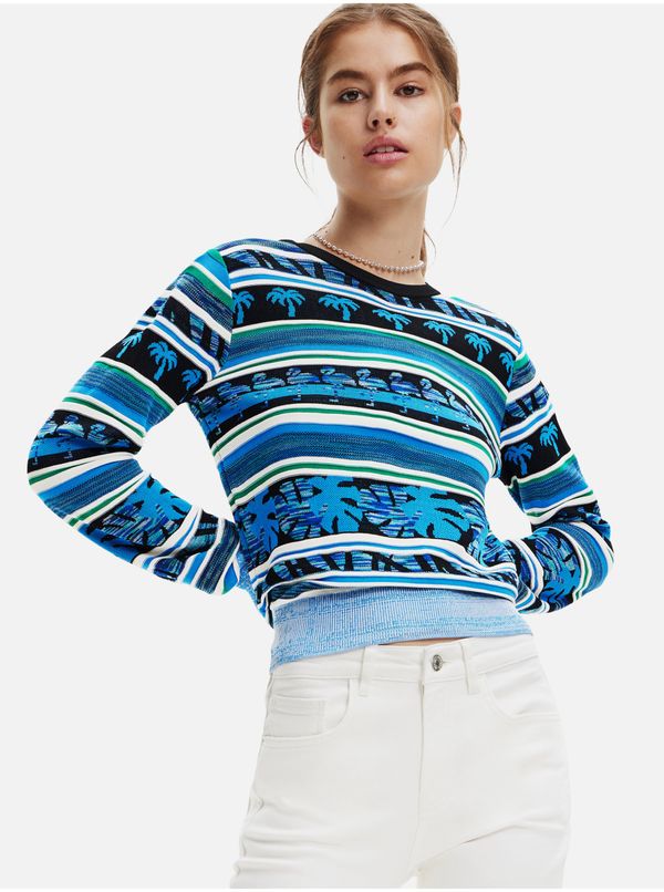 DESIGUAL Blue Striped Sweater Desigual Rainforest - Women