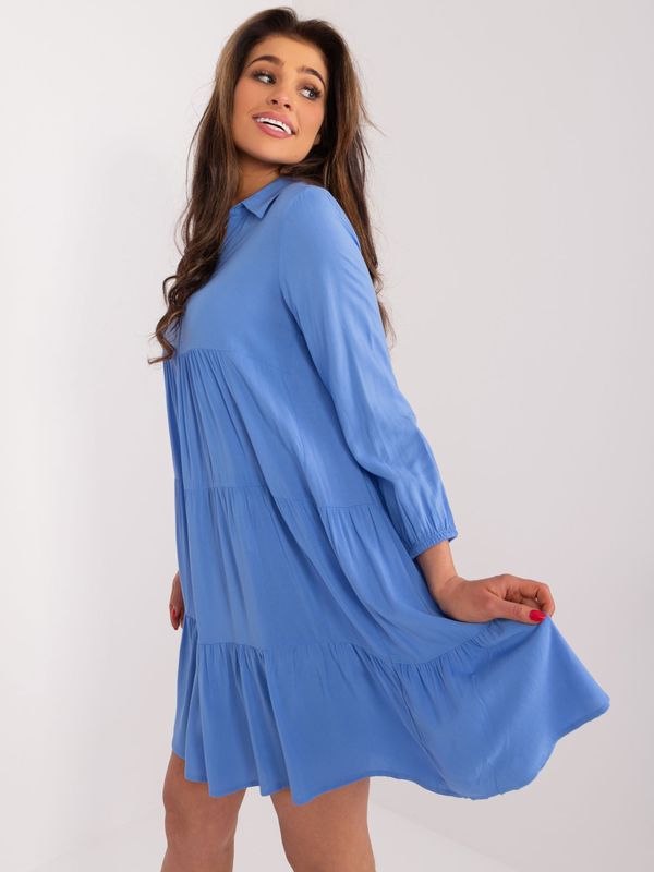 Fashionhunters Blue summer dress with ruffles SUBLEVEL