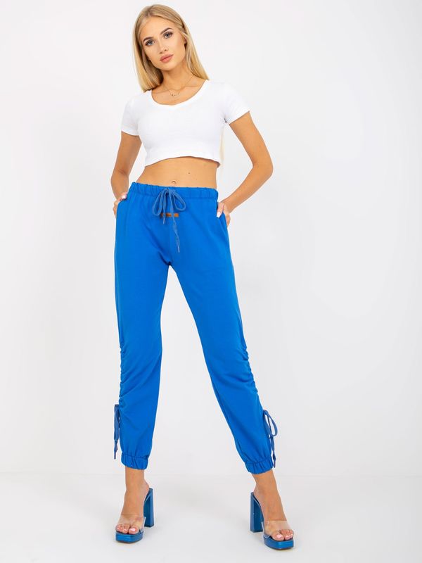 Fashionhunters Blue sweatpants with high waist