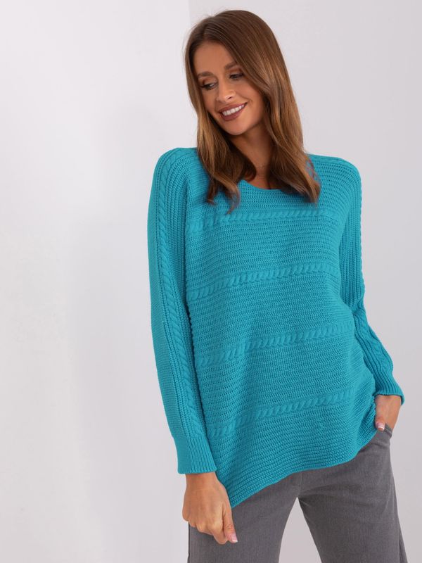 Fashionhunters Blue women's classic long-sleeved sweater