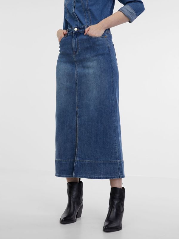 Orsay Blue women's denim midi skirt ORSAY