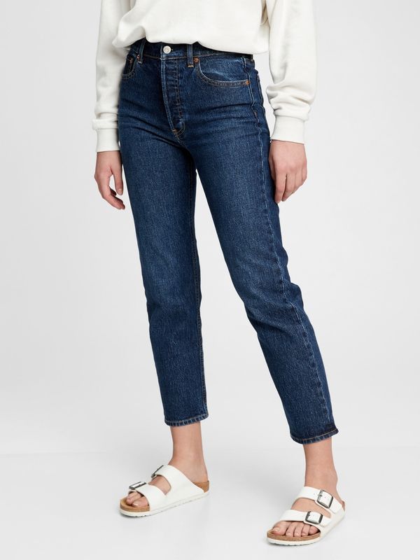 GAP Blue women's jeans GAP high rise cheeky straight jeans with Washwell