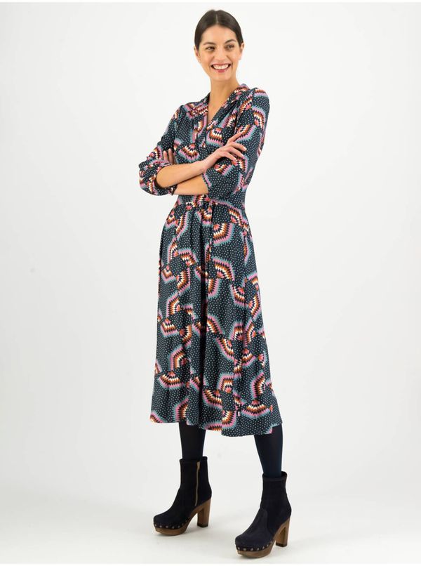 Blutsgeschwister Blutsgeschwister Red-blue patterned midi dress with three-quarter sleeves Blutsgesc - Women