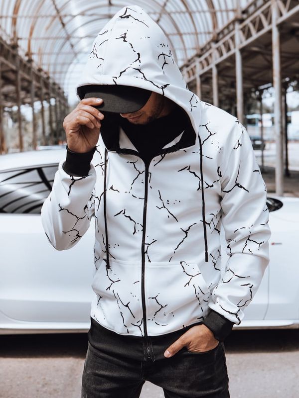 DStreet Bluza męska rozpinana z nadrukiem biała Dstreet