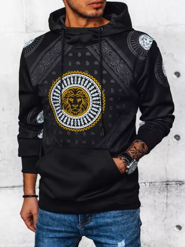 DStreet Bluza męska z kapturem i nadrukiem czarna Dstreet