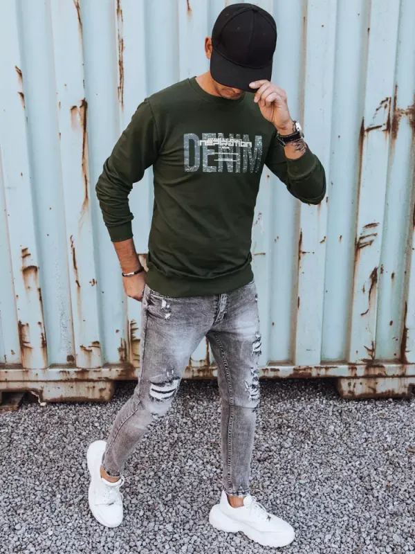 DStreet Bluza męska z nadrukiem khaki Dstreet