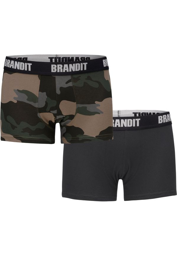 Brandit Boxer Shorts Logo 2er Pack darkcamo/blk
