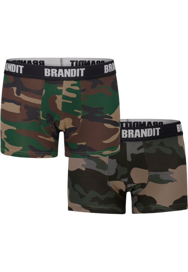 Brandit Boxer Shorts Logo 2er Pack woodland/darkcamo
