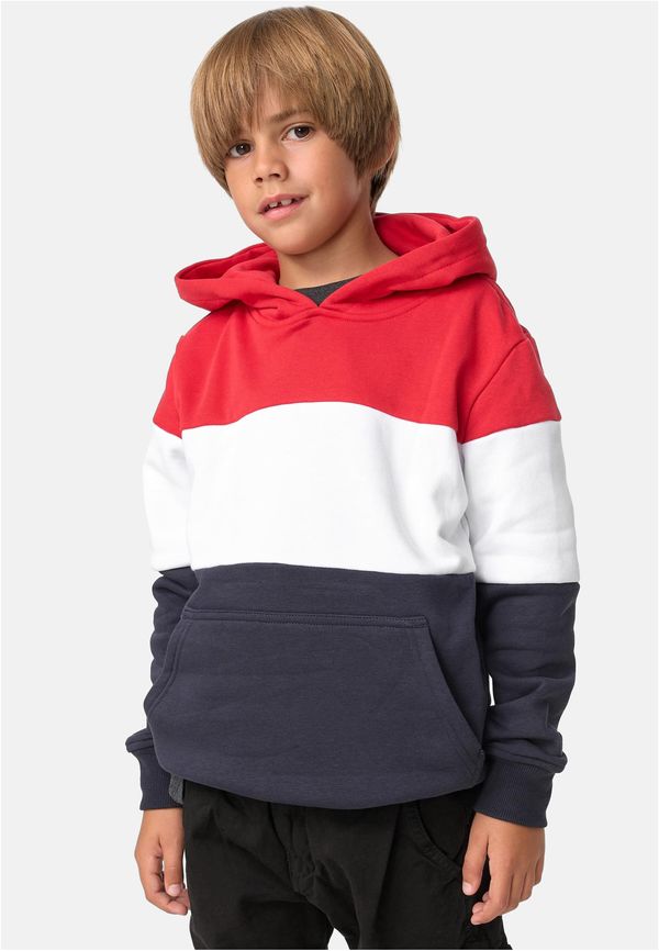 Urban Classics Kids Boys' 3-Tone Hoody fire red/white/navy