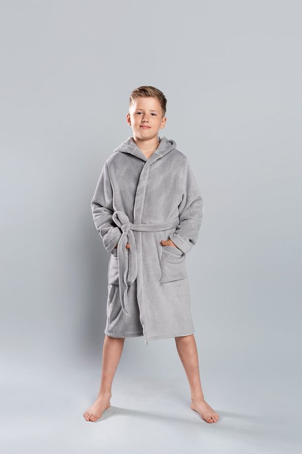 Italian Fashion Boys' Long Sleeve Bathrobe Mimas - Grey