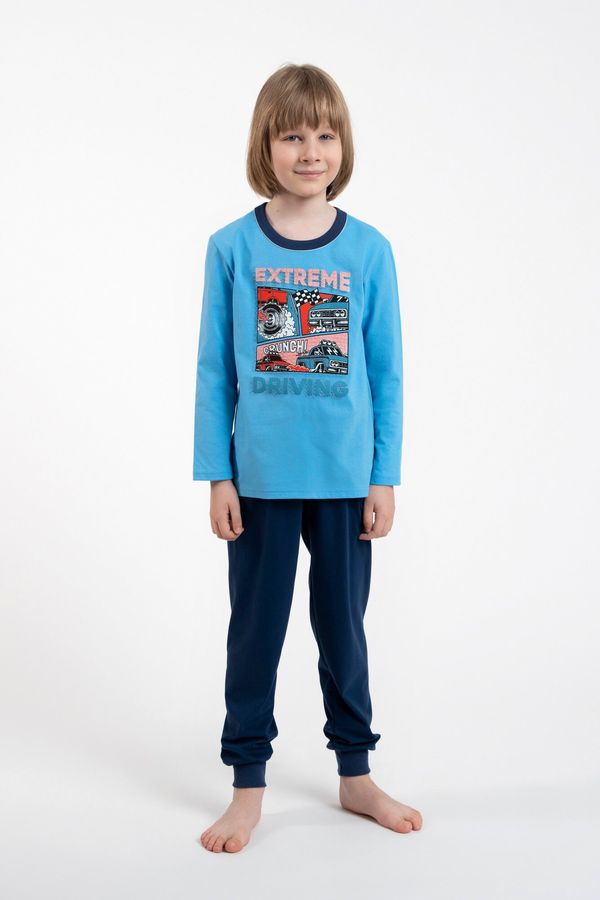 Italian Fashion Boys' Pajamas, Long Sleeves, Long Pants - Blue/Navy Blue