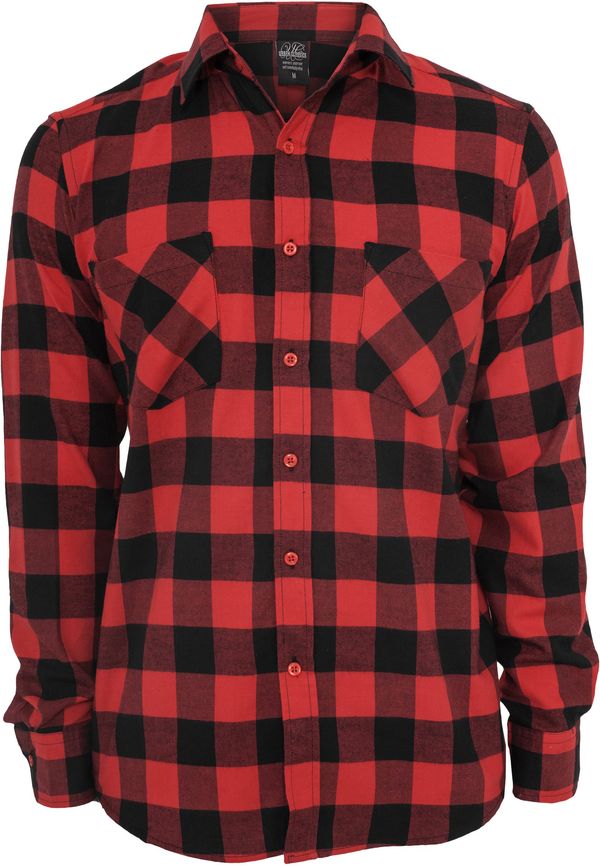 Urban Classics Boys' plaid flannel shirt black/red