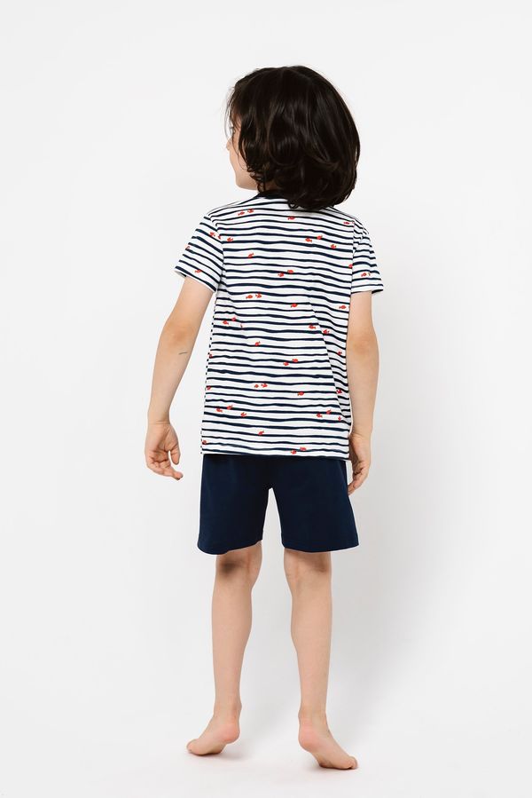 Italian Fashion Boys' pyjamas Corfu, short sleeves, shorts - print/navy blue