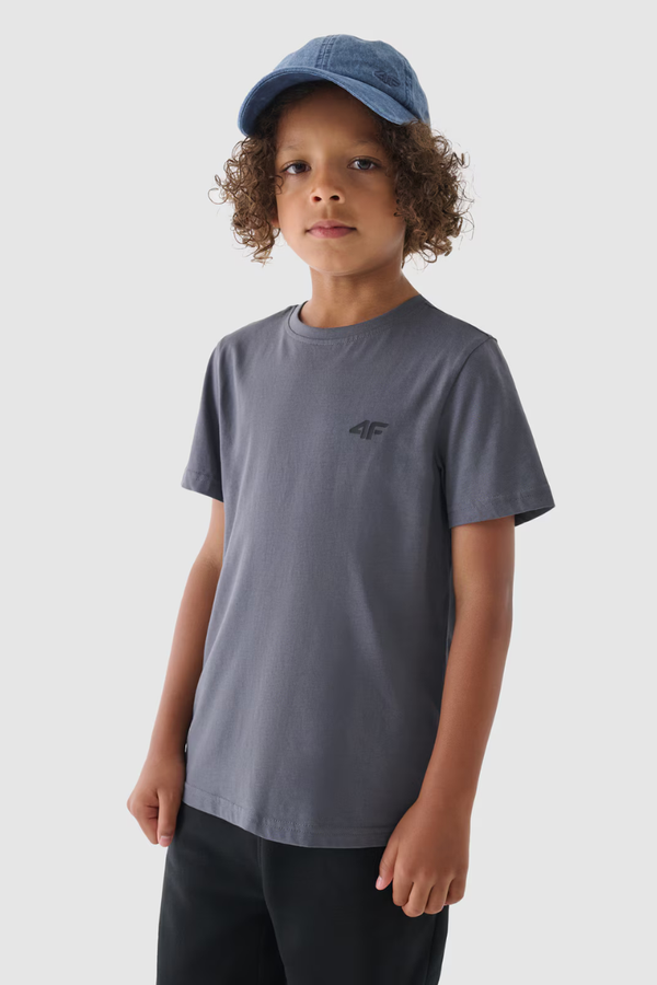 4F Boys T-shirt Smooth Cotton Gray 4F 4FJWMM00TTS