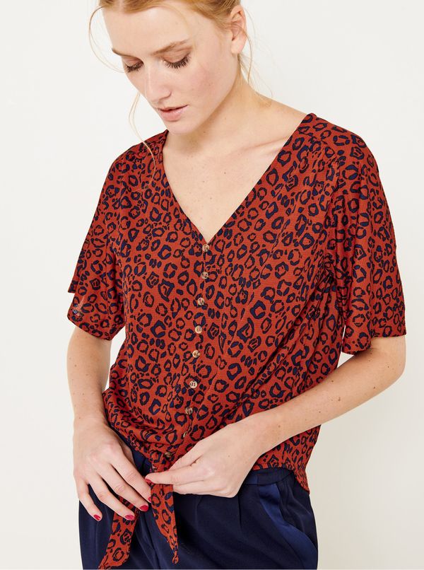 CAMAIEU Brick blouse with leopard print CAMAIEU - Women