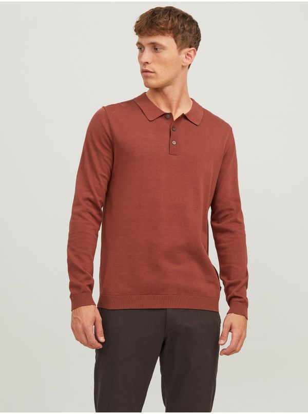 Jack & Jones Brick Mens Long Sleeve Jersey Polo T-Shirt Jack & Jones - Men