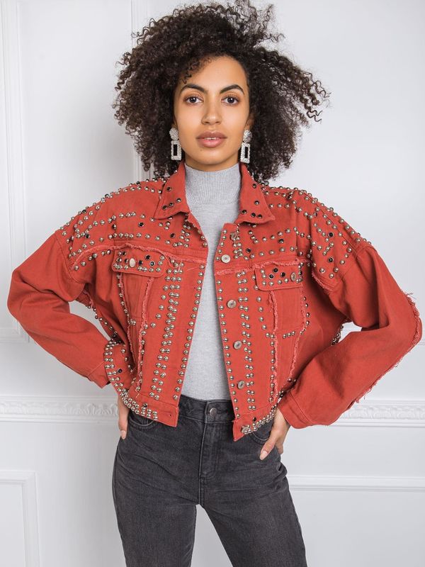 Fashionhunters Brick red thick denim jacket